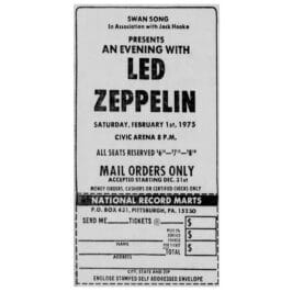 Concert Advertisement <br>1975.02.01 <br>Pittsburgh, PA (Ad)