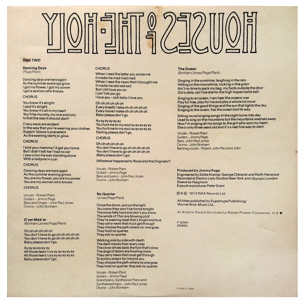 LP <br>Houses of the Holy <br>Japan (P-8288A) V2 - Image 10