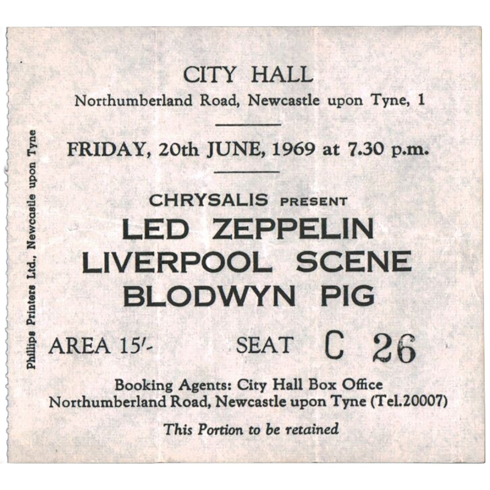 Concert Ticket <br>1969.06.20 <br>Newcastle, UK