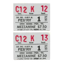 Concert Ticket <br>1975.02.01 <br>Pittsburgh, PA