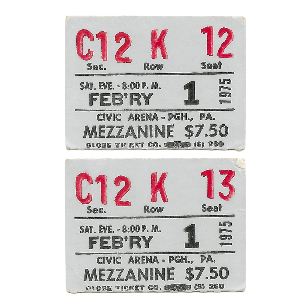 Concert Ticket <br>1975.02.01 <br>Pittsburgh, PA