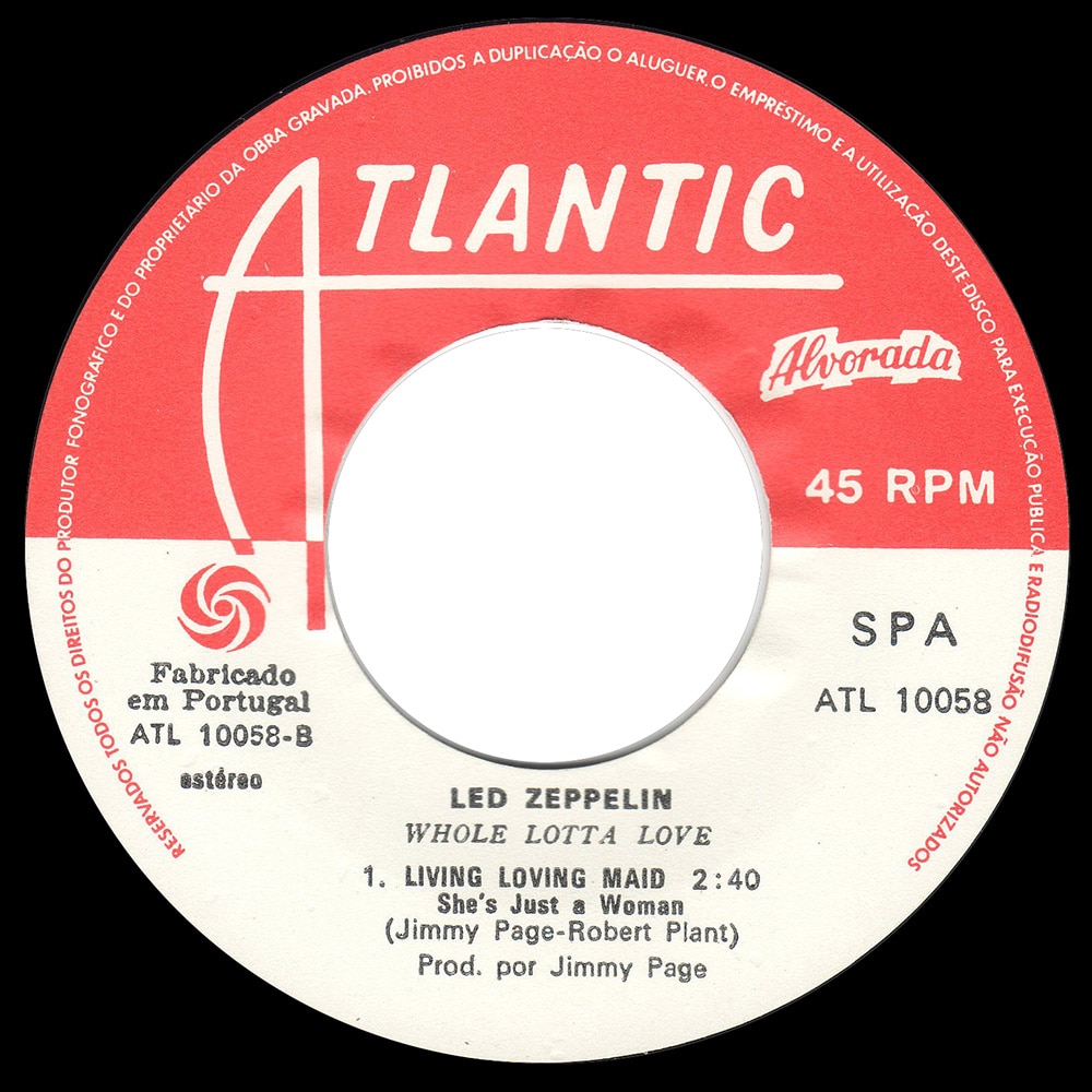 Single <br>Portugal (ATL 10058) <br>Whole Lotta Love / Living Loving Maid (#3) - Image 4
