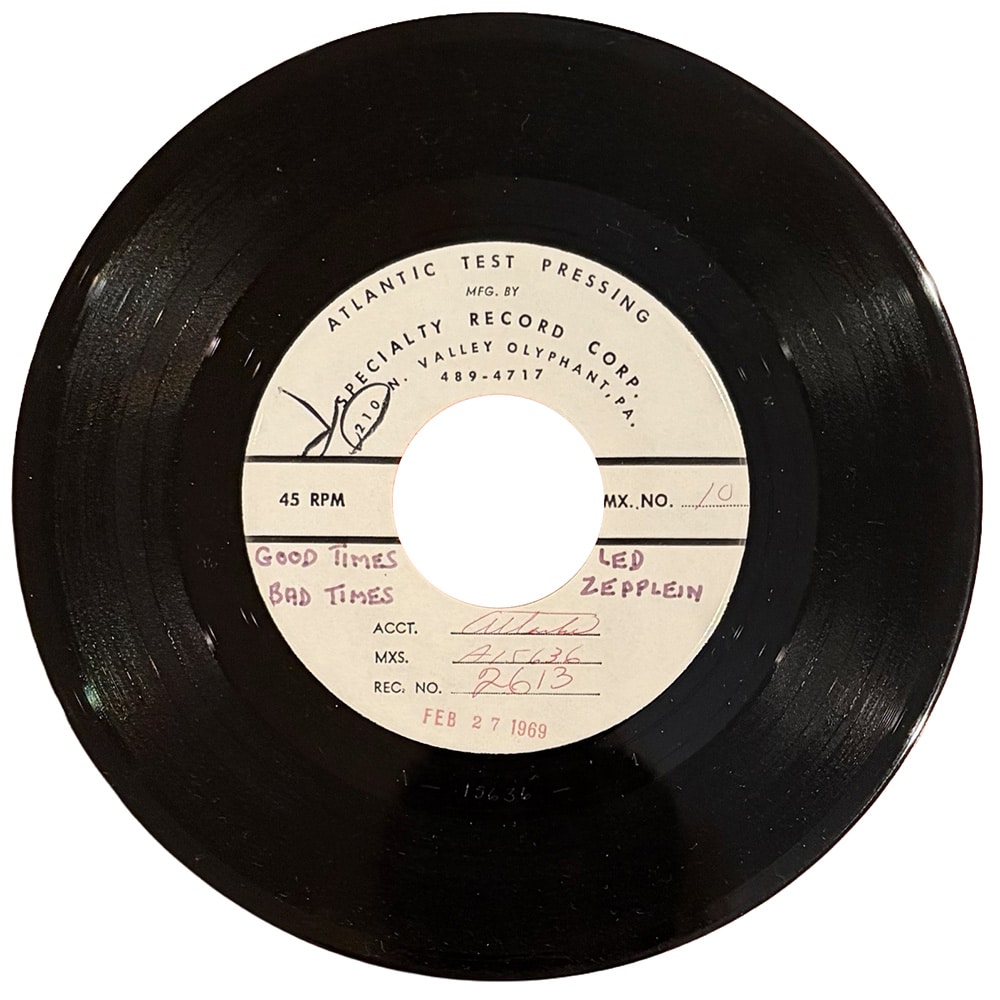 Single <br>USA (45-2613) <br>Good Times Bad Times / Communication Breakdown, Stereo (Test Pressing #1)