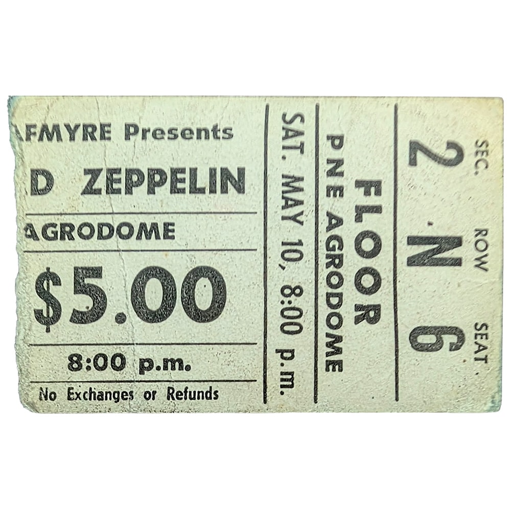 Concert Ticket <br>1969.05.10 <br>Vancouver, CA