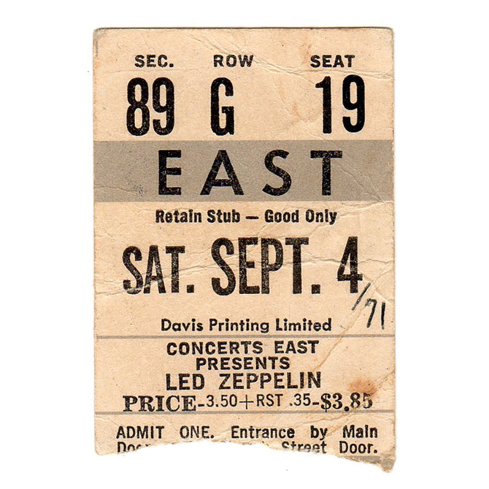 Concert Ticket <br>1971.09.04 <br>Toronto, CA