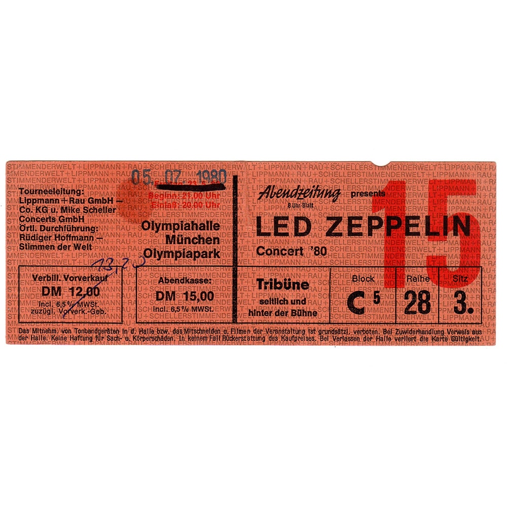 Concert Ticket <br>1980.07.05 <br>Munich, DE
