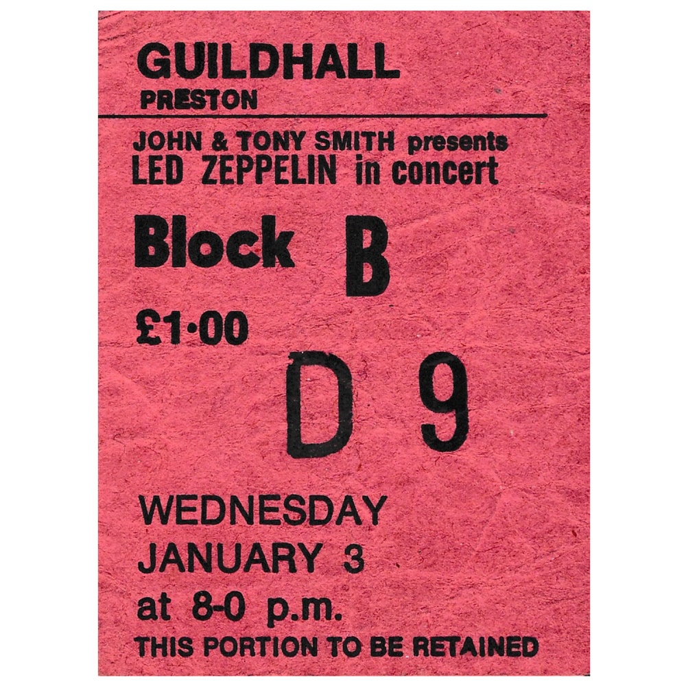 Concert Ticket <br>1973.01.30 <br>Preston, UK