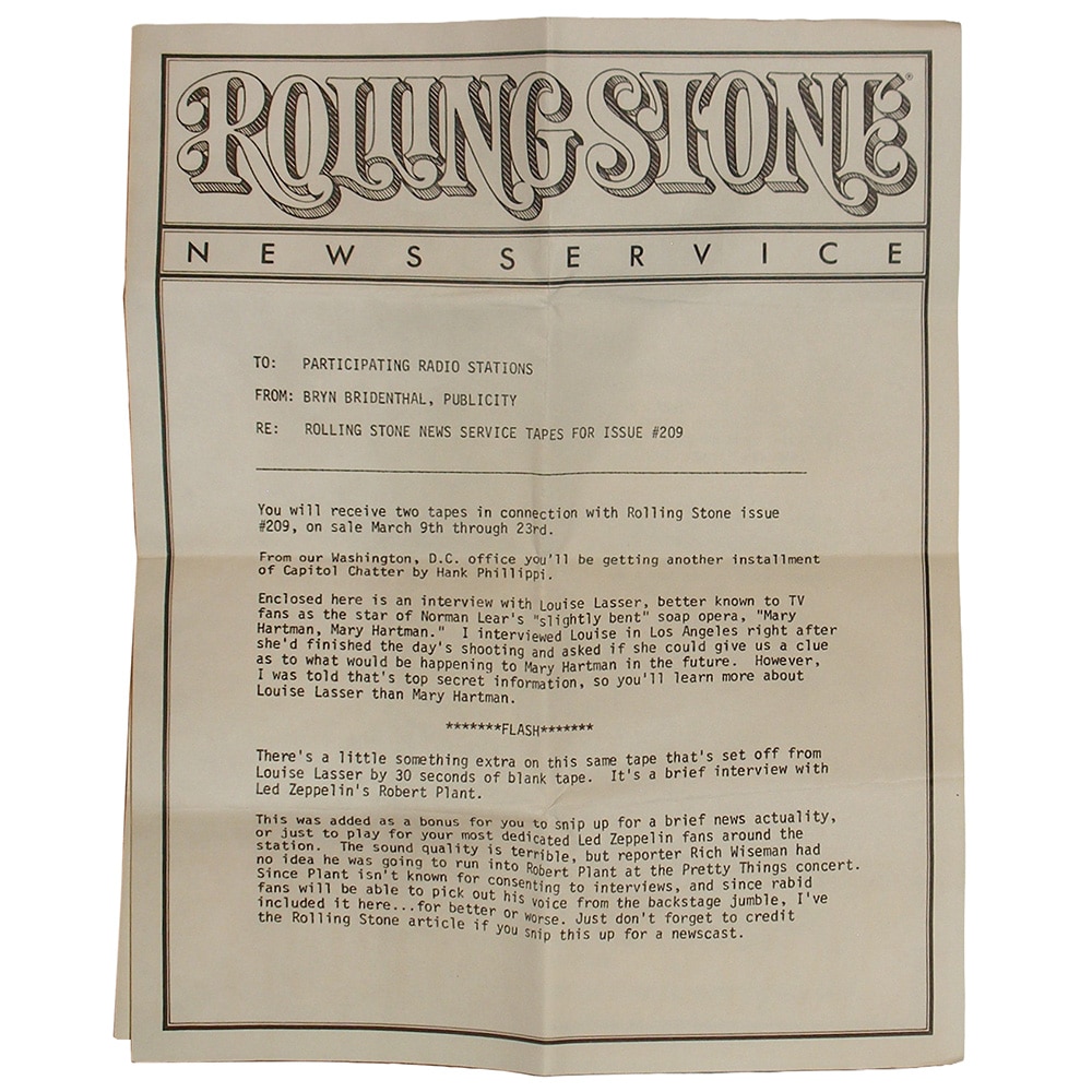 Reel to Reel (1976) <br>Rolling Stone, Robert Plant Interview (USA) - Image 3